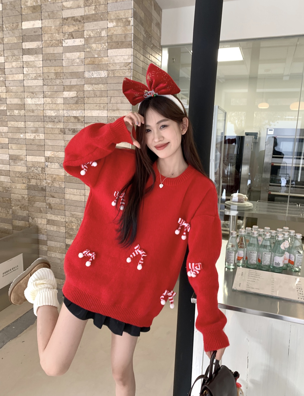Lazy tender doll collar sweater christmas sweet tops