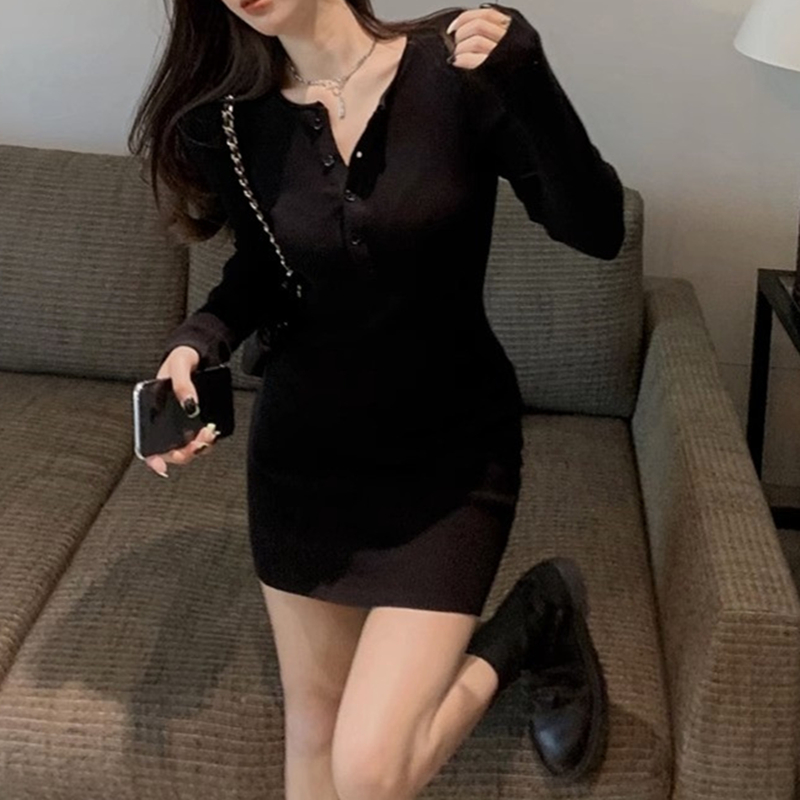 Bottoming dress package hip sweater dress for women