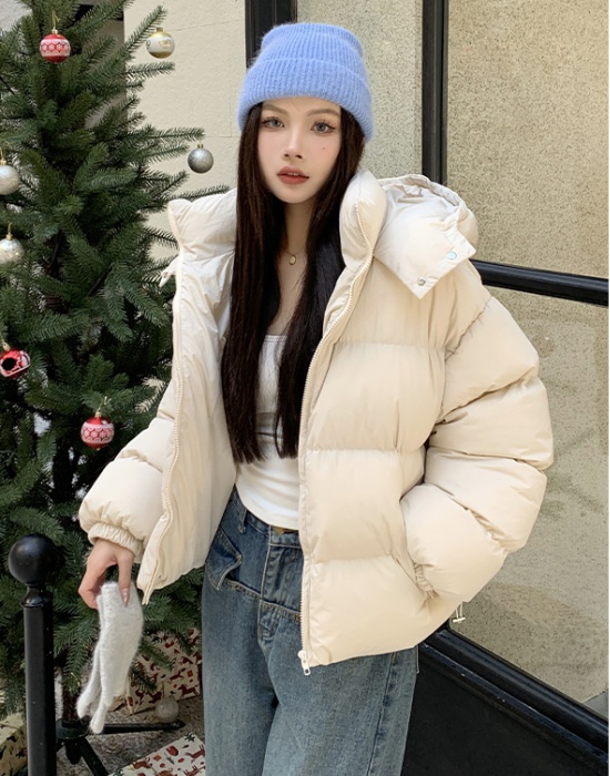 Thick simple pure bread clothing hooded cotton short coat