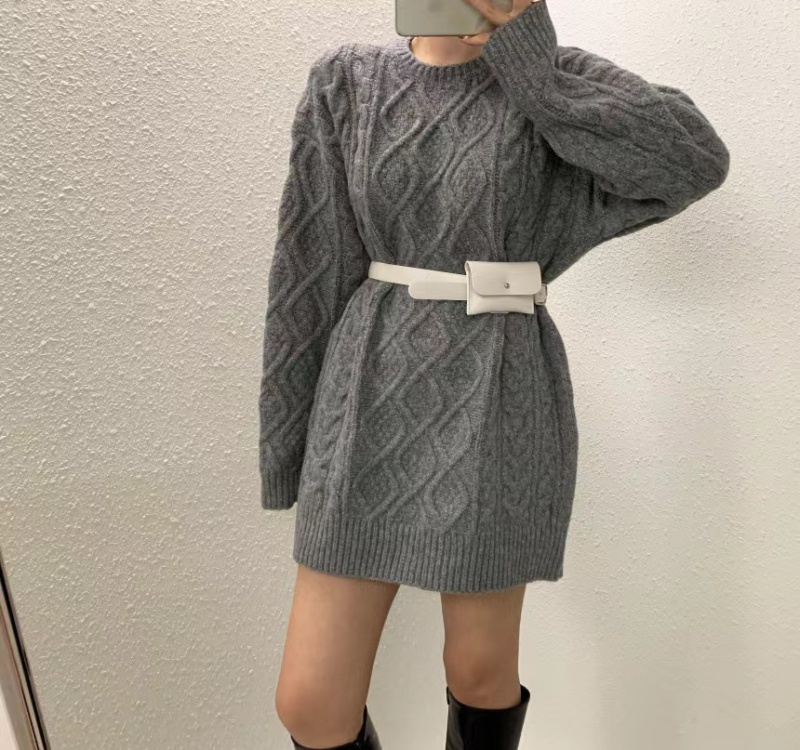 Pure retro lazy twist Korean style thick quilted dress