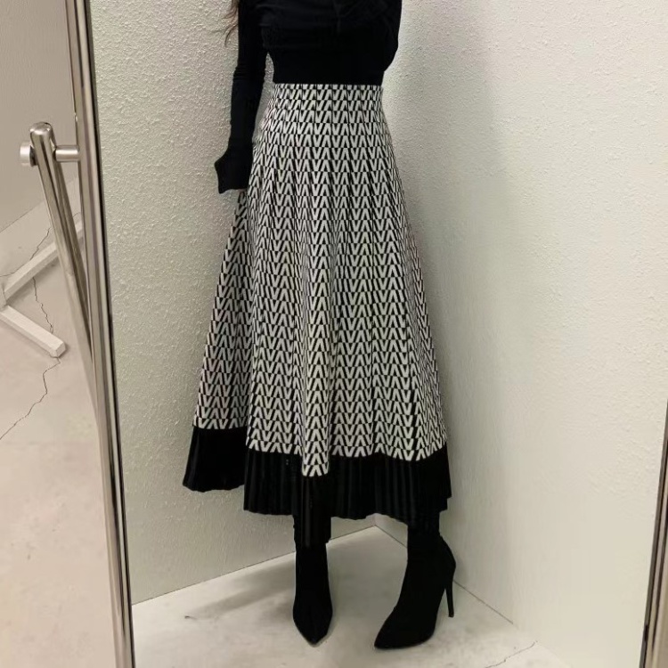High waist knitted long skirt Korean style skirt