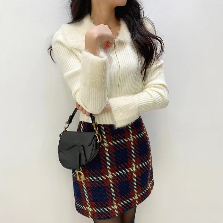 Splice niche zip sweater slim long sleeve Korean style coat