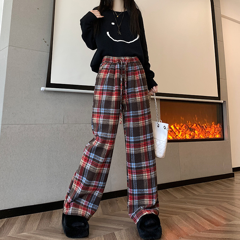 Plus velvet straight pants casual pants wide leg long pants