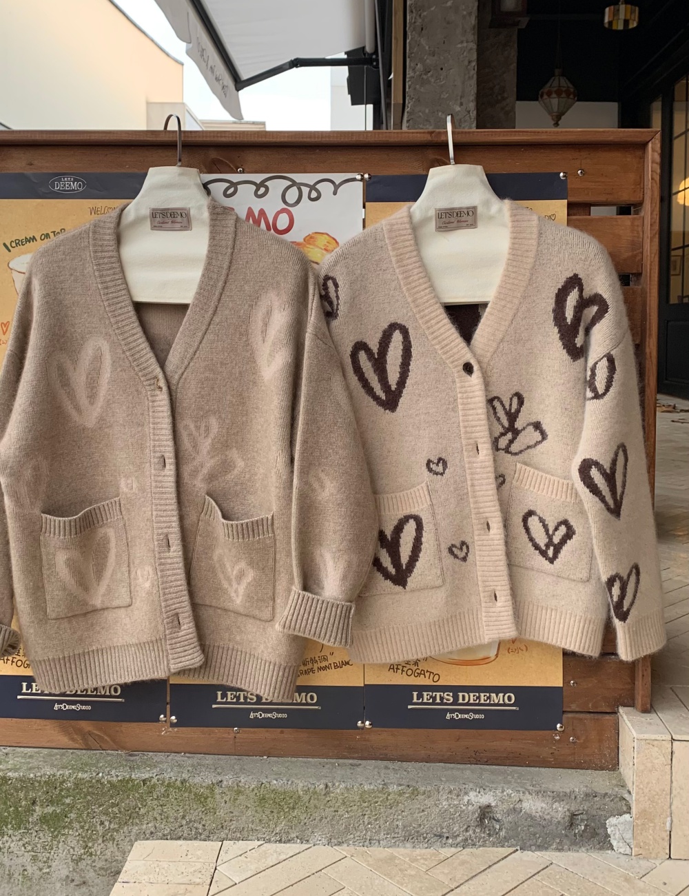 Jacquard sweater heart coat