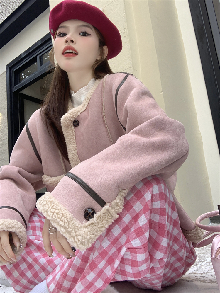 Lambs wool thick coat autumn and winter tops for women