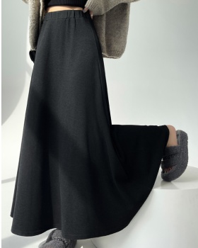 Big skirt black sweater knitted pleated skirt for women
