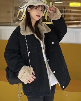 Korean style thick student jacket loose denim coat
