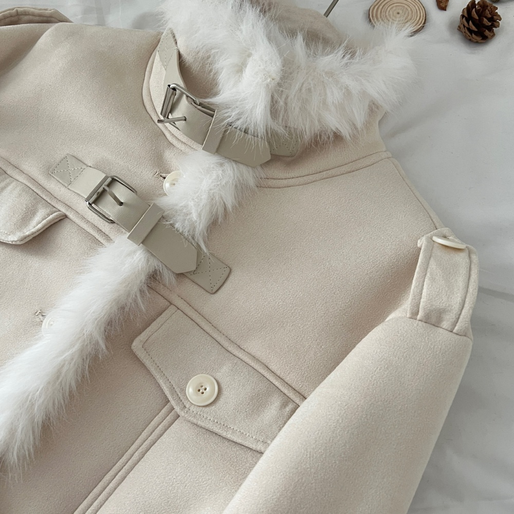 White winter overcoat splice lamb fur fur coat