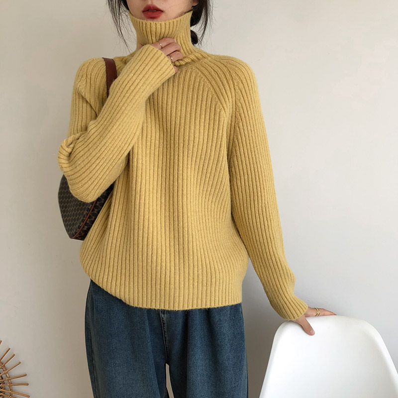 High collar autumn and winter tops thick sweater for women