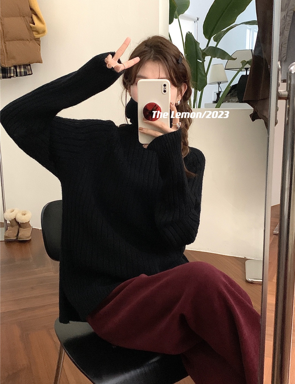 Korean style pit stripe loose wears outside sweater