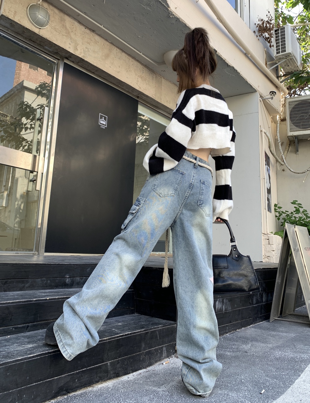 Patch slim jeans embroidery stars work clothing for women