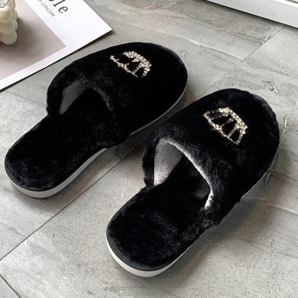 Plush autumn and winter shoes thermal slippers for women