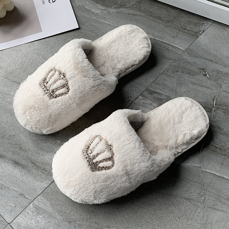 Plush autumn and winter shoes thermal slippers for women