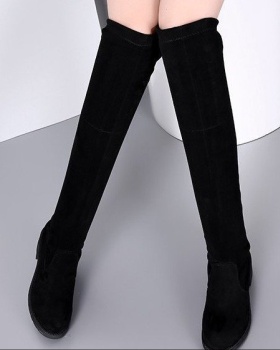 Autumn and winter elasticity middle-heel cozy thigh boots