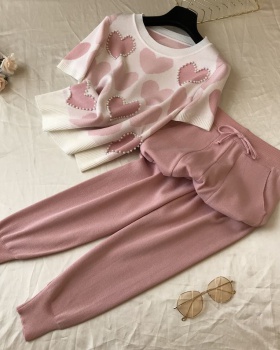 Western style fashion knitted pants 2pcs set for women