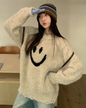 Thick jacquard tops long sweet sweater for women
