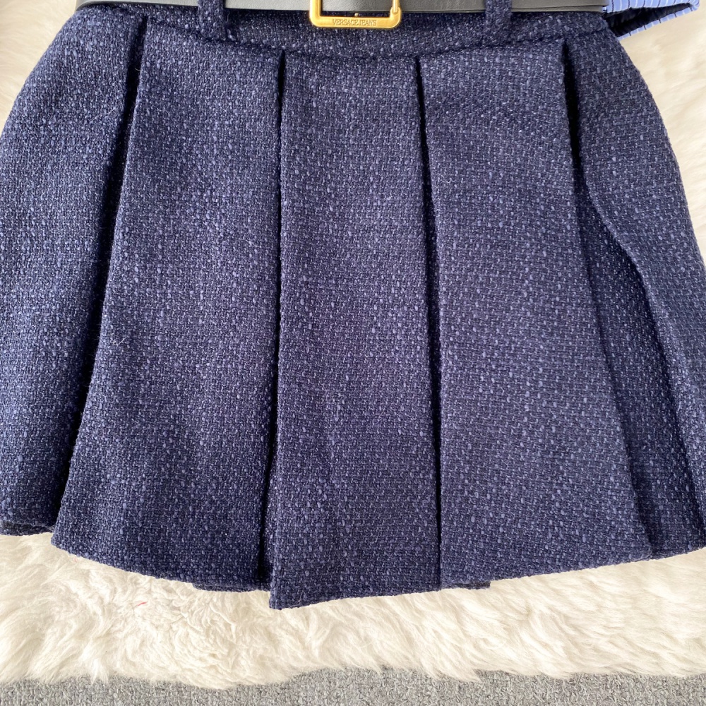 Short retro skirt college style British style coat 2pcs set
