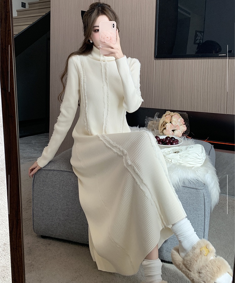 Long temperament winter overcoat light France style dress