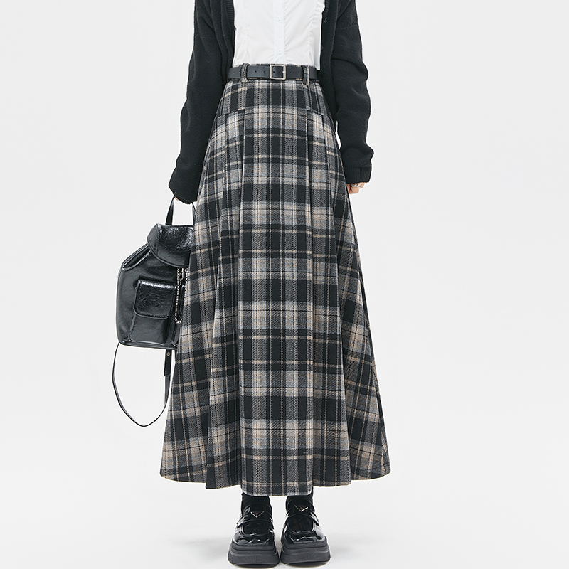 High waist A-line pleated big skirt skirt for women