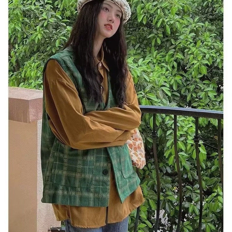 V-neck Japanese style coat loose waistcoat for women
