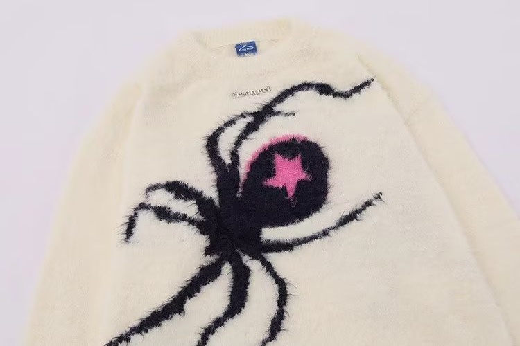 Round neck American style spider stars Casual sweater