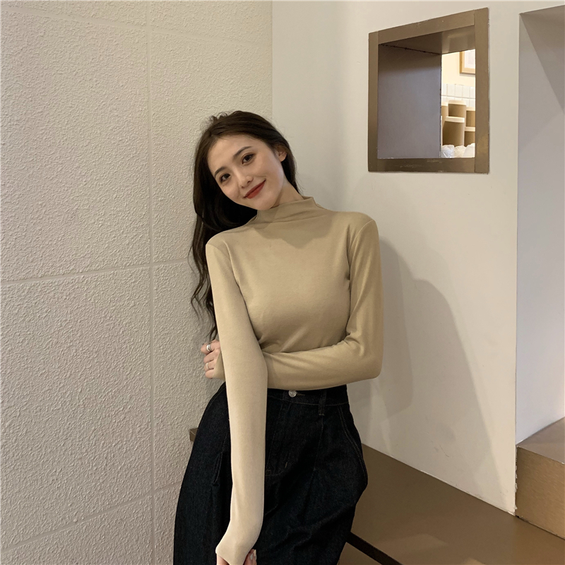 Thick sueding bottoming shirt thermal tops for women