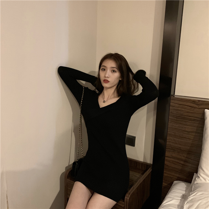 Autumn and winter package hip slim dress for women