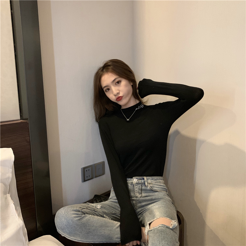 Pullover tops long sleeve bottoming shirt for women