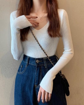 Thermal slim autumn and winter knitted long sleeve tops