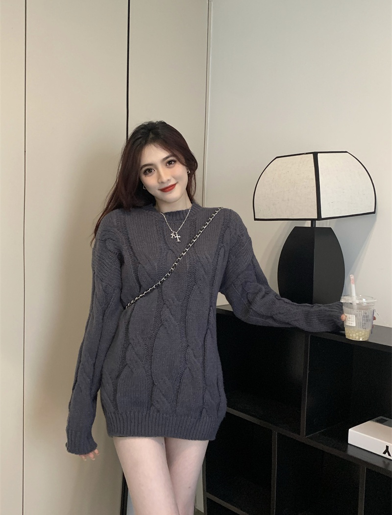 Twist niche lazy loose thick long sweater