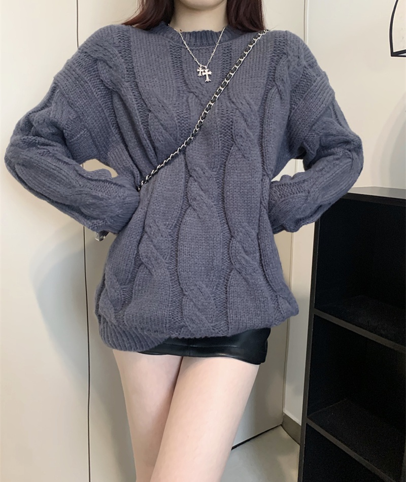 Twist niche lazy loose thick long sweater