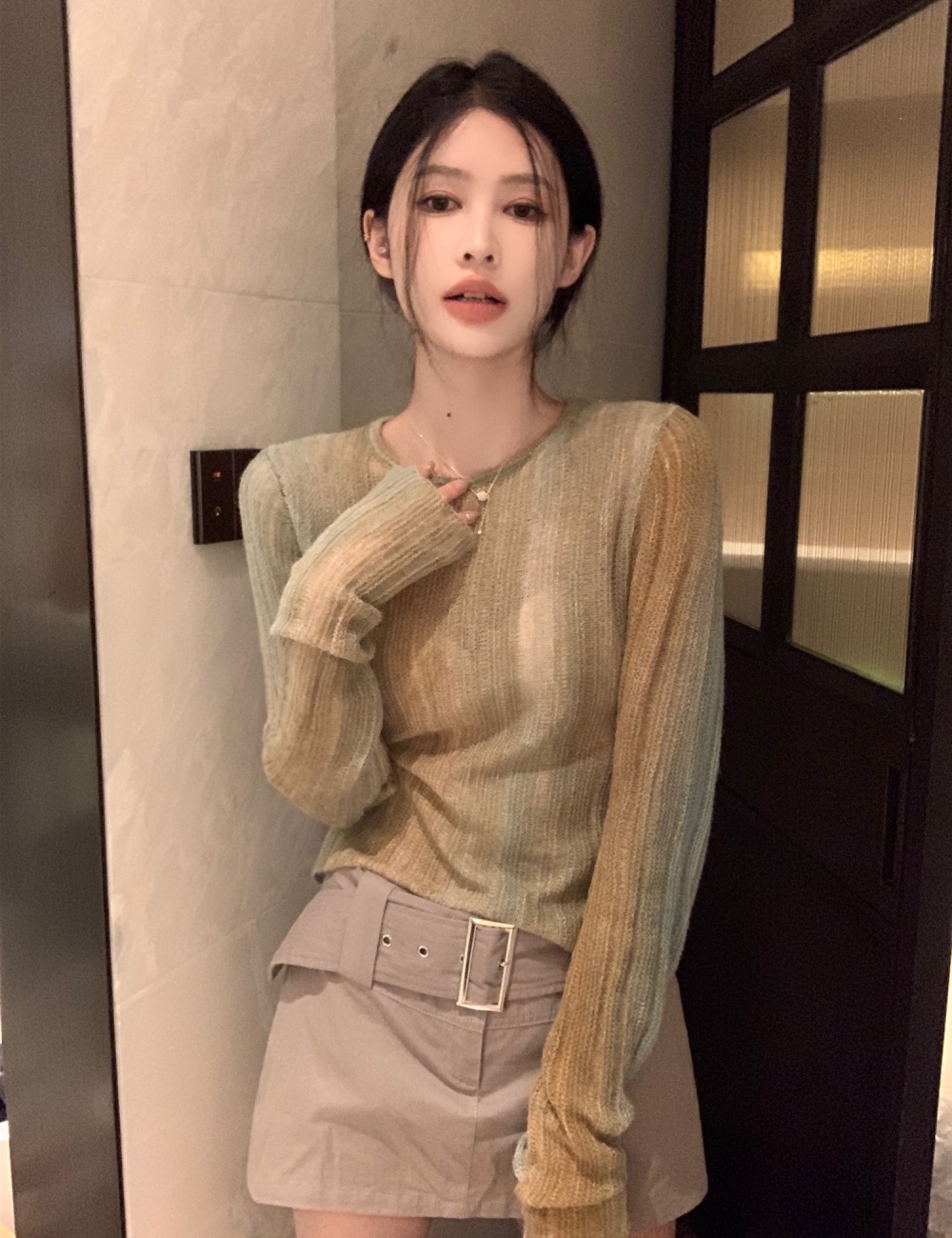 Slim long sleeve all-match gradient niche sweater