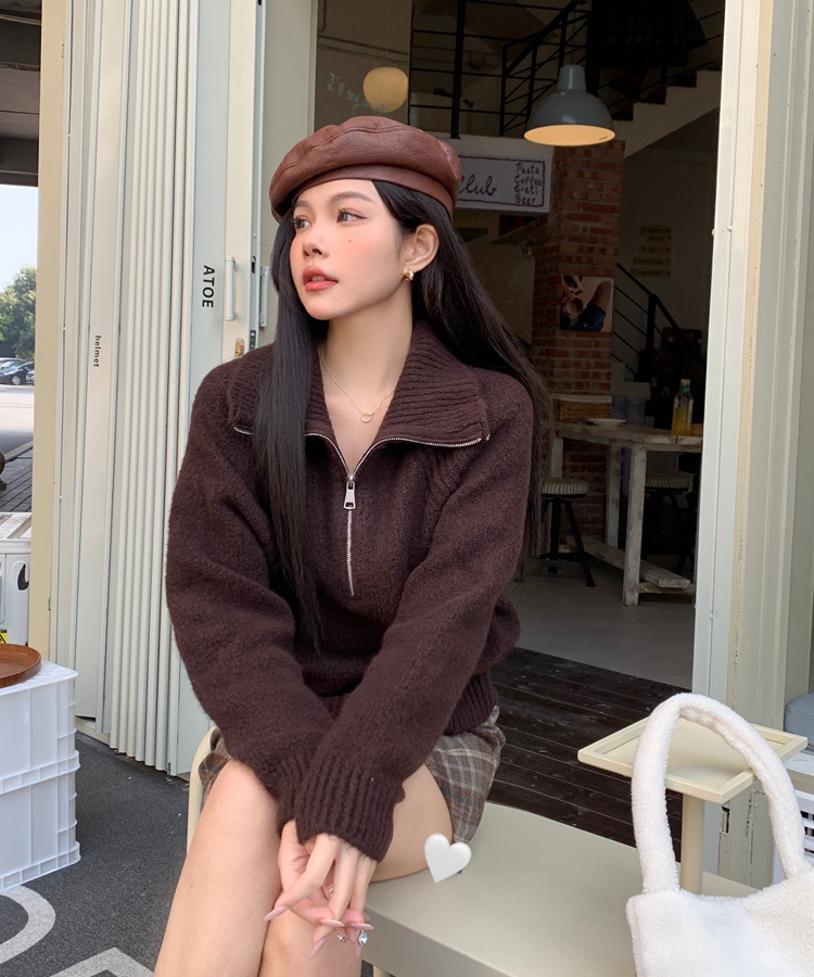 Lapel retro sweater pullover American style doll shirt