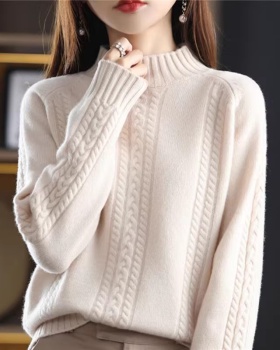 Pullover half high collar winter tops bottoming twist sweater