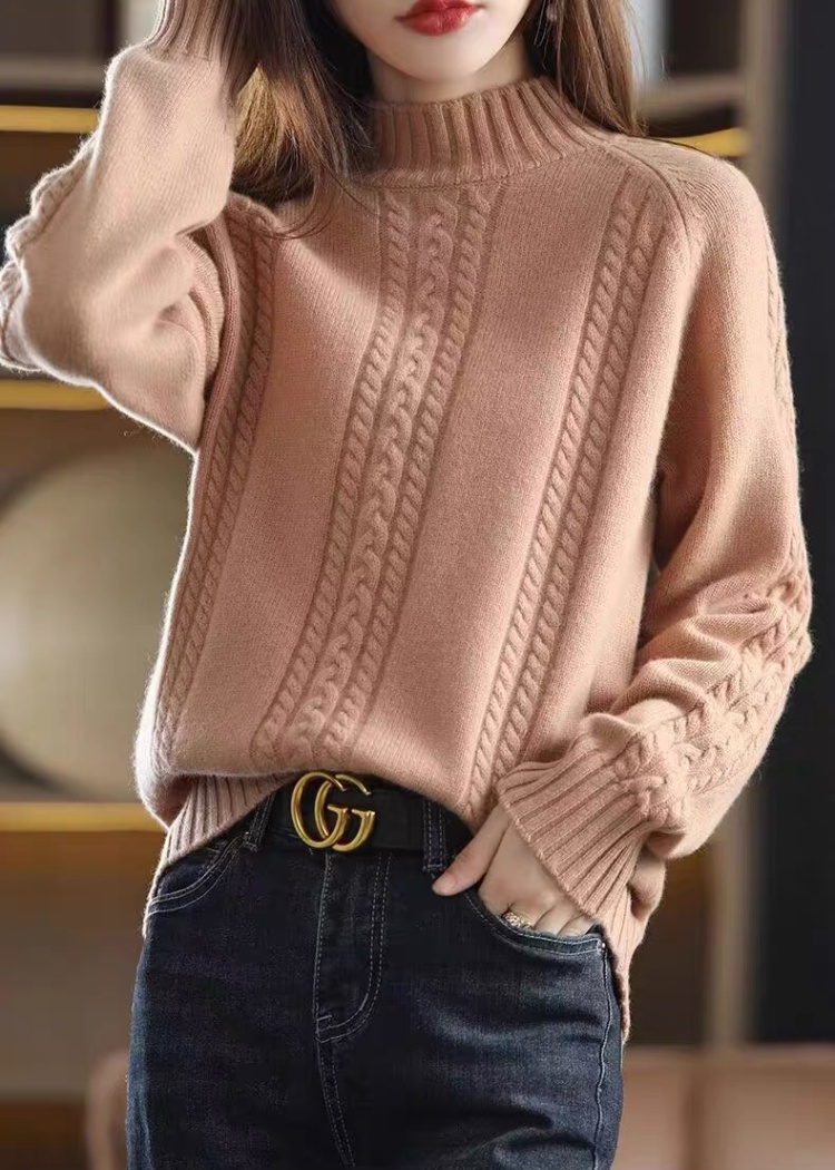 Pullover half high collar winter tops bottoming twist sweater