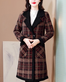 Lamb fur thick overcoat autumn and winter woolen coat for women