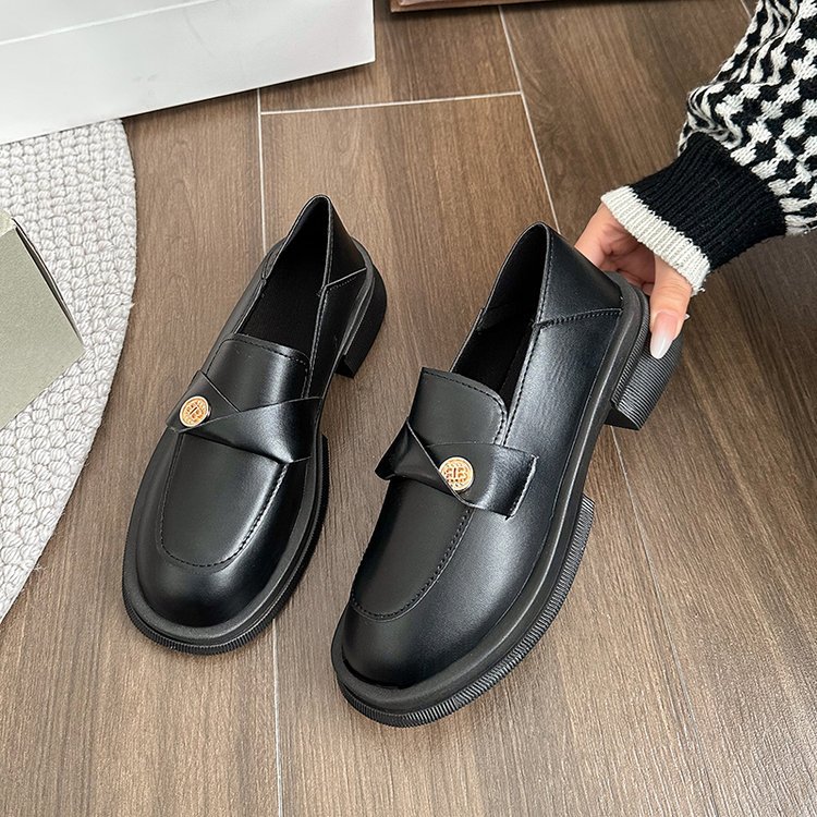 Casual British style leather shoes college style flat shoes