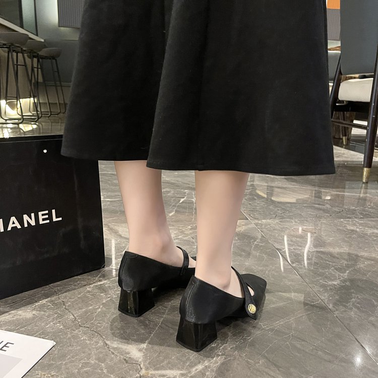 Thick Korean style shoes autumn high-heeled shoes for women