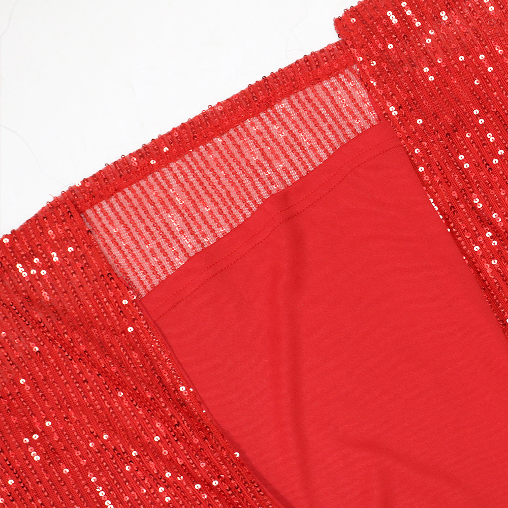 Gauze sequins tops long sleeve long skirt 2pcs set for women