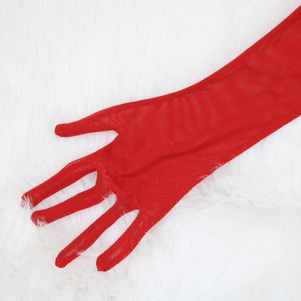 Pure European style sling Gloves splice flannel evening dress