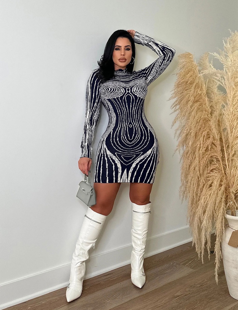 European style sexy dress long sleeve all-match T-back