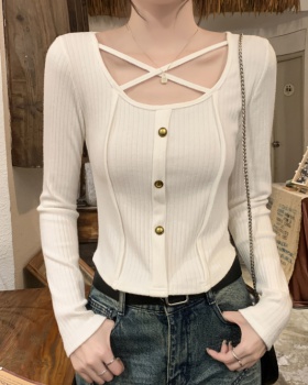 Western style thick T-shirt winter slim tops