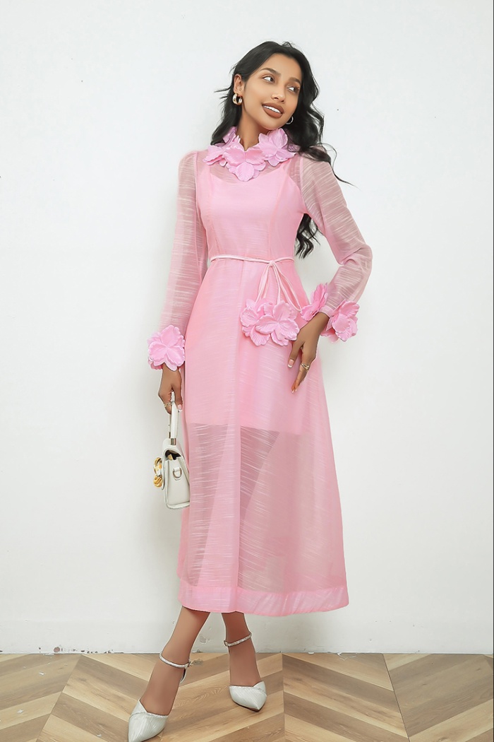 With sling pure dress court style long dress