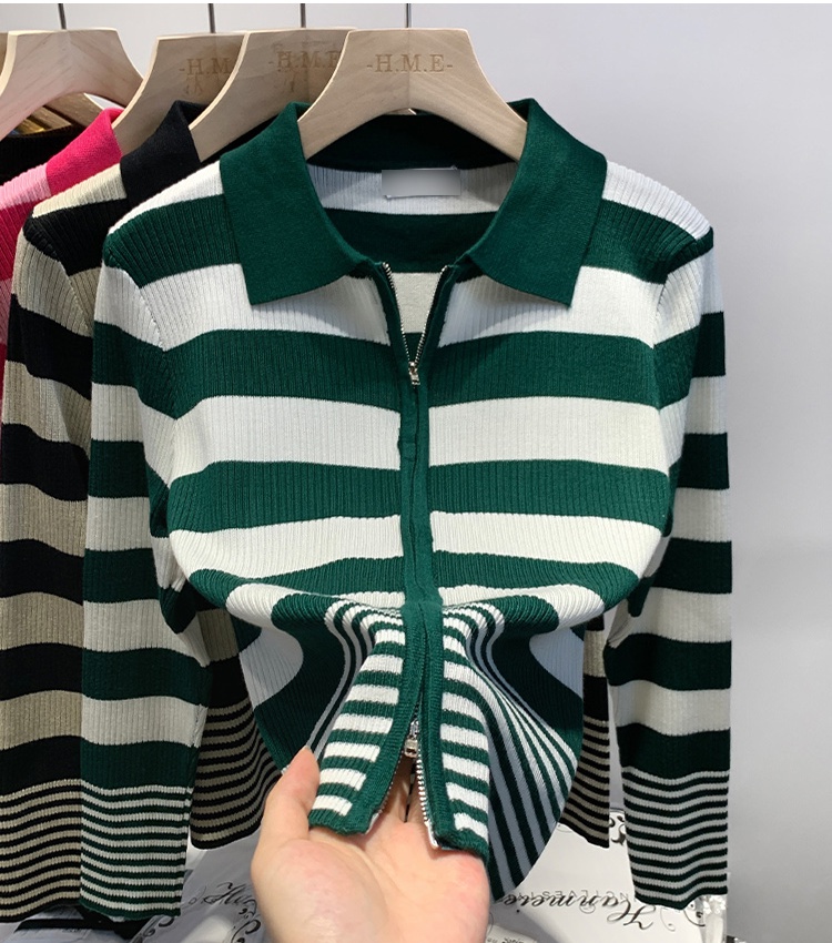 Stripe knitted sweater loose niche tops for women