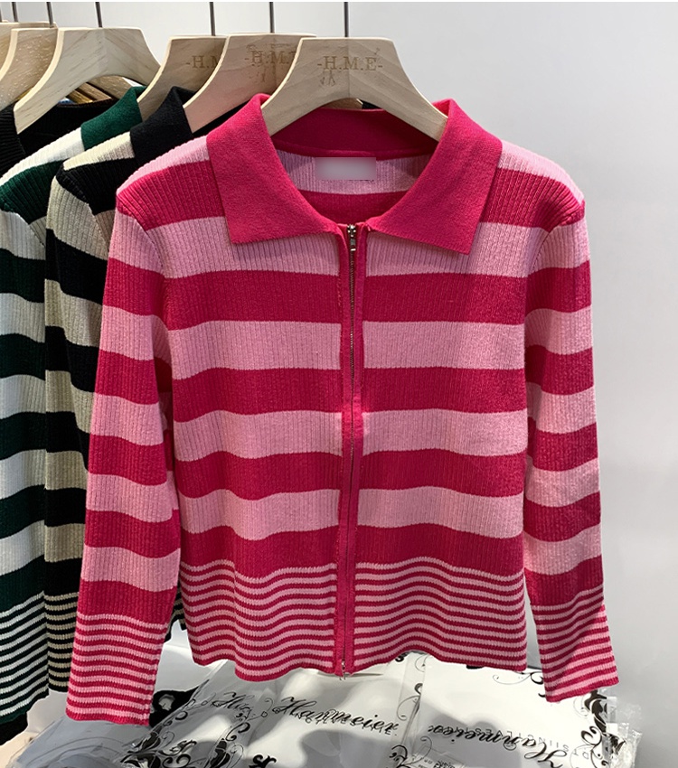 Stripe knitted sweater loose niche tops for women