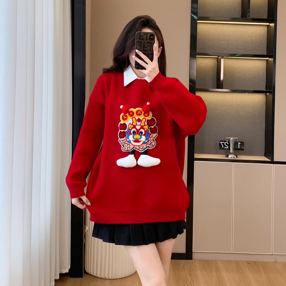 Lazy stereoscopic loose couples thick sweater