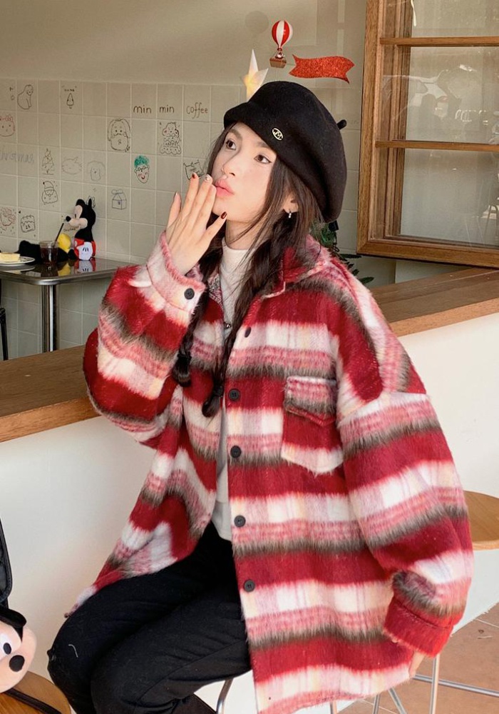 Autumn and winter mixed colors woolen coat for women