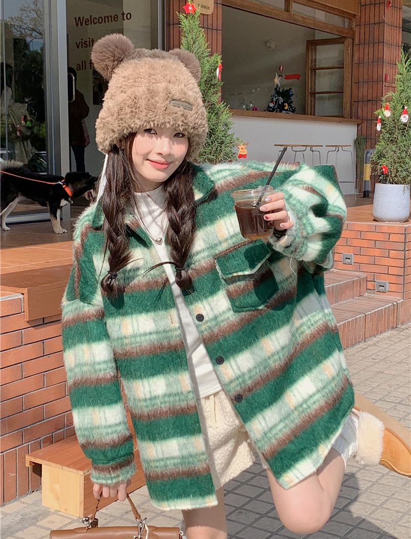Autumn and winter mixed colors woolen coat for women