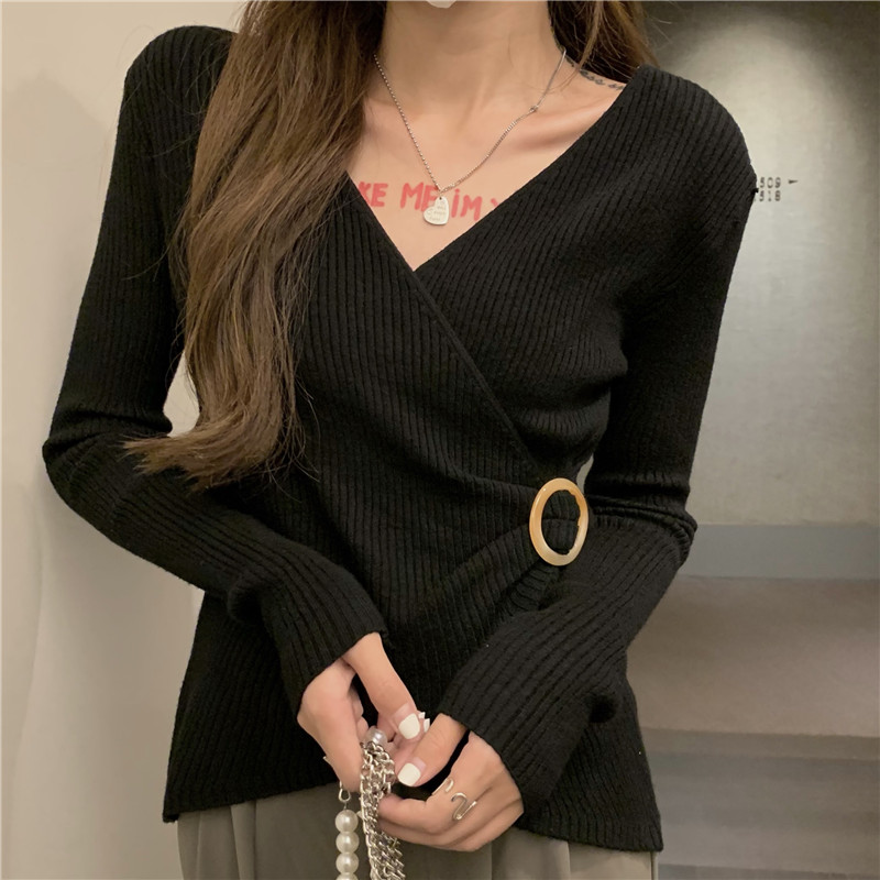 France style niche bottoming shirt knitted tops for women