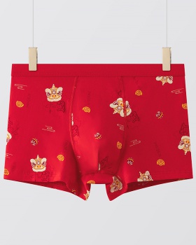 Medium waist big red boxers pure cotton briefs for men